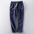 men's relaxed fit drawstring trousers in blue
