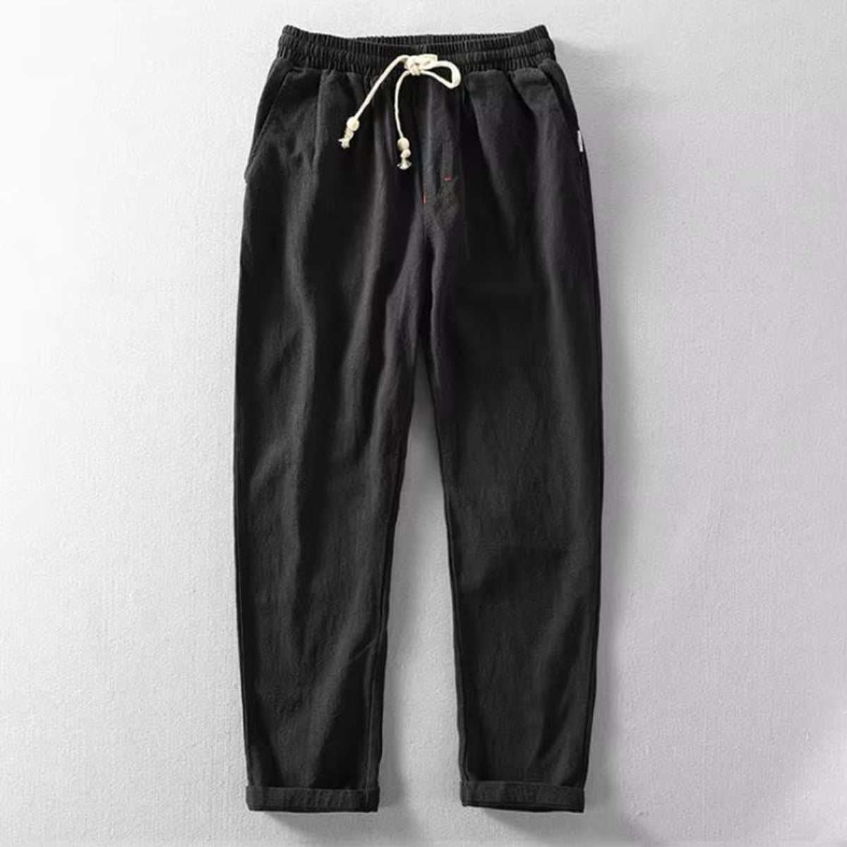 men's relaxed fit drawstring trousers in black