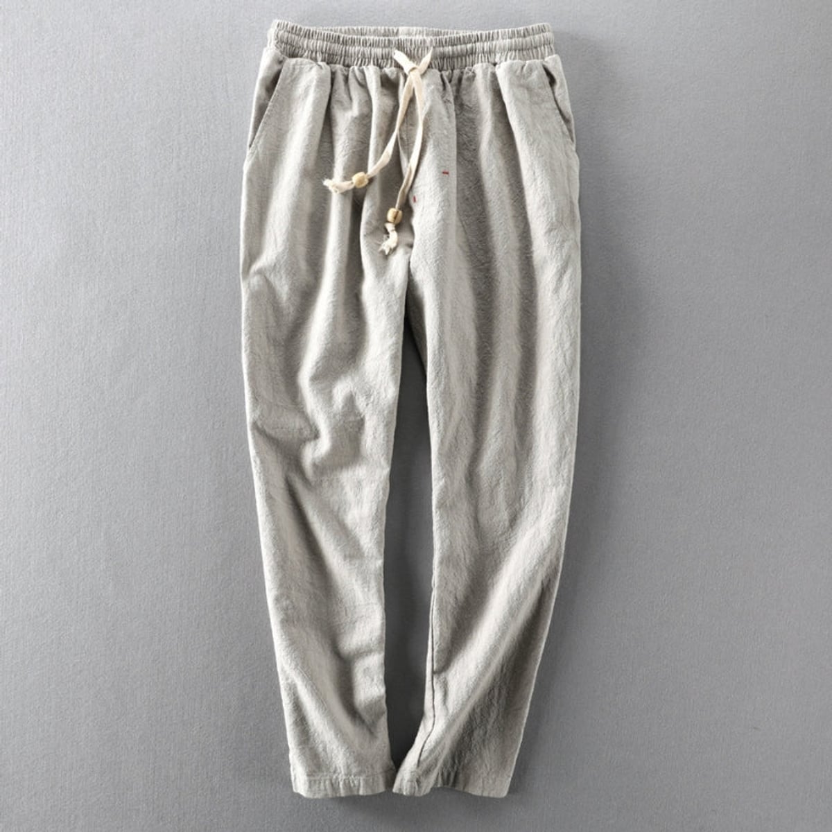 men's relaxed fit drawstring trousers in gray
