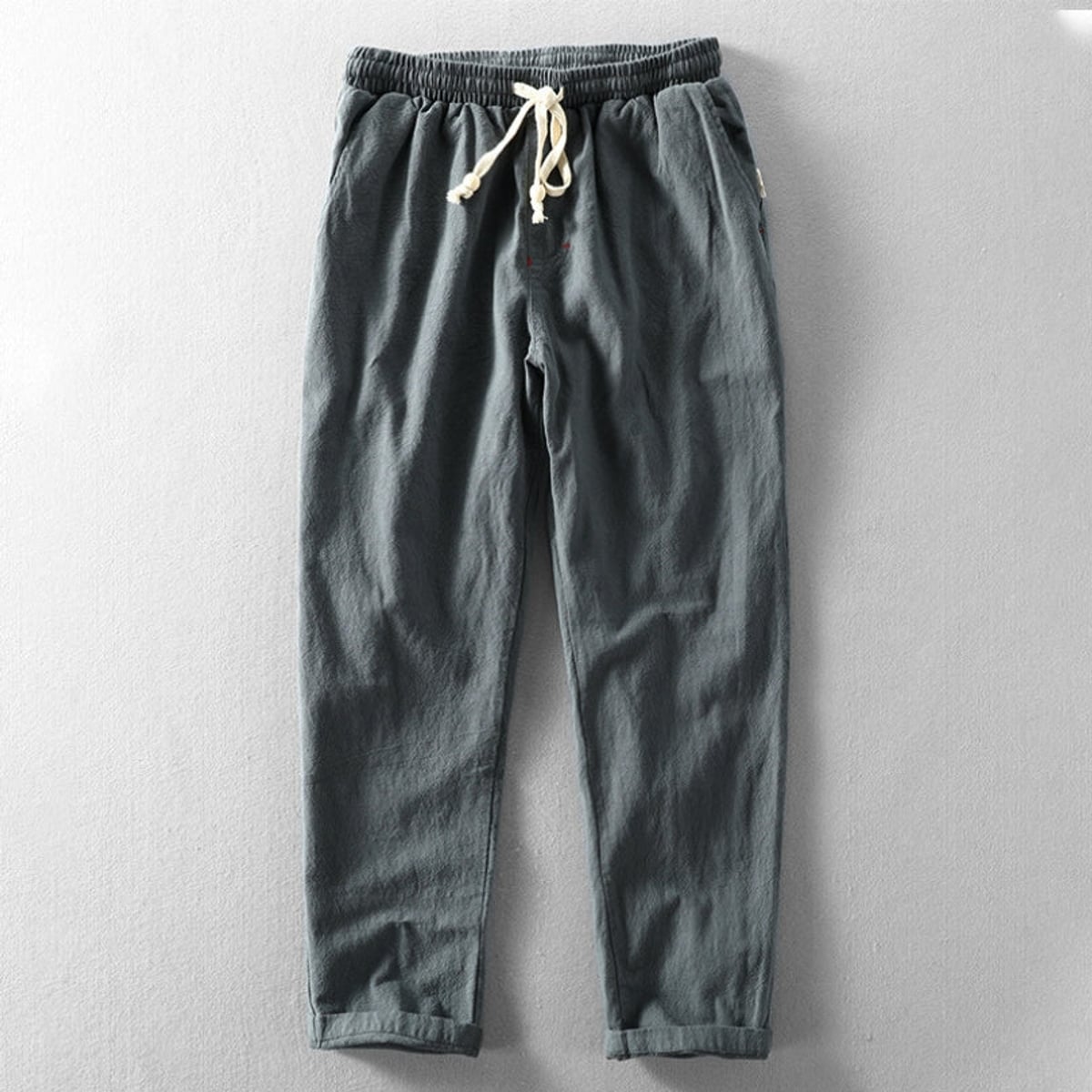 men's relaxed fit drawstring trousers in charcoal