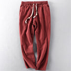 men's relaxed fit drawstring trousers in red