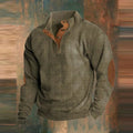 men's relaxed fit henley knit sweater in green