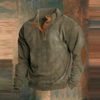 men's relaxed fit henley knit sweater in green