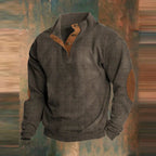 men's relaxed fit henley knit sweater in brown