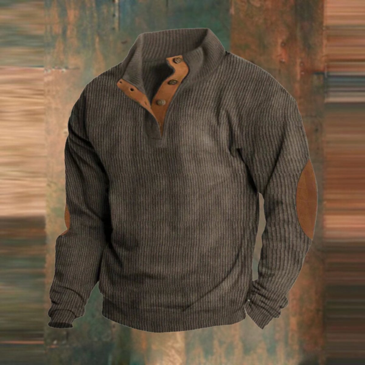 men's relaxed fit henley knit sweater in brown