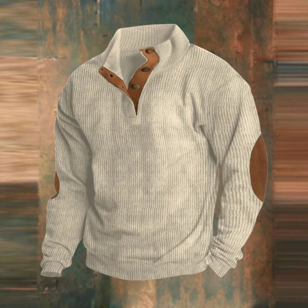 men's relaxed fit henley knit sweater in beige