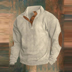 men's relaxed fit henley knit sweater in beige