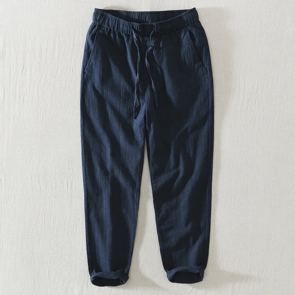 men's relaxed fit japanese style trousers in blue