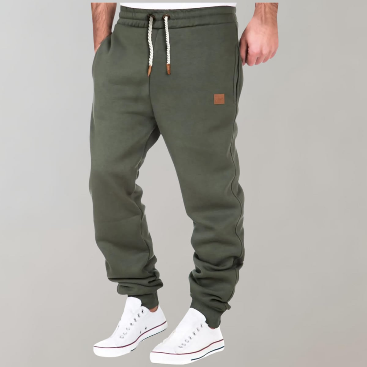 men's relaxed fit jogger trousers in green
