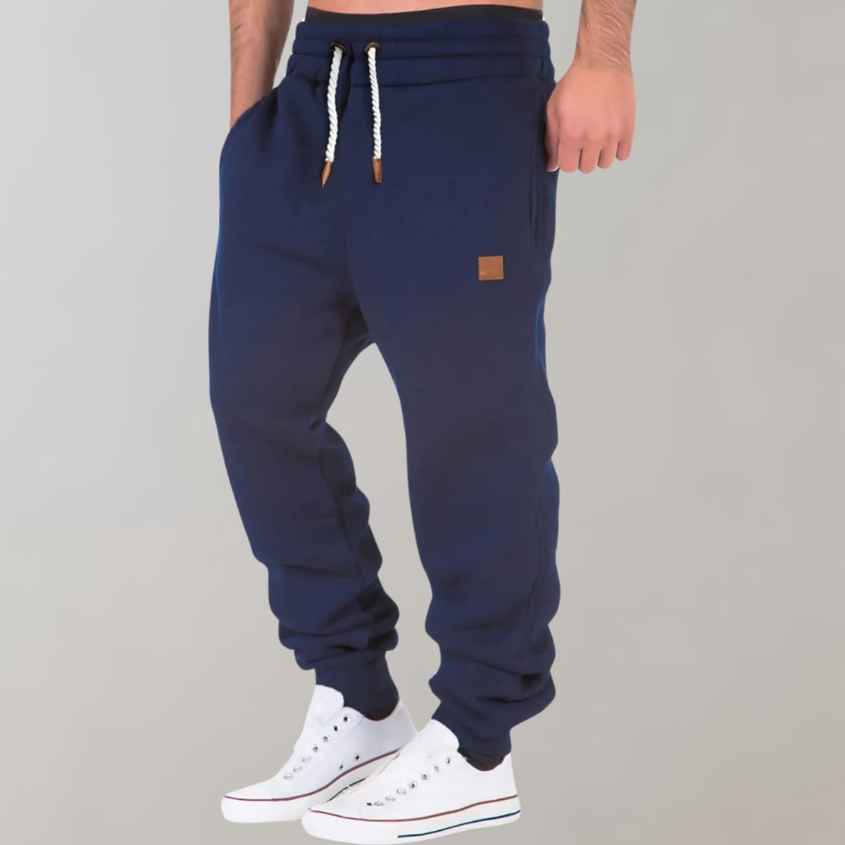 men's relaxed fit jogger trousers in navy blue