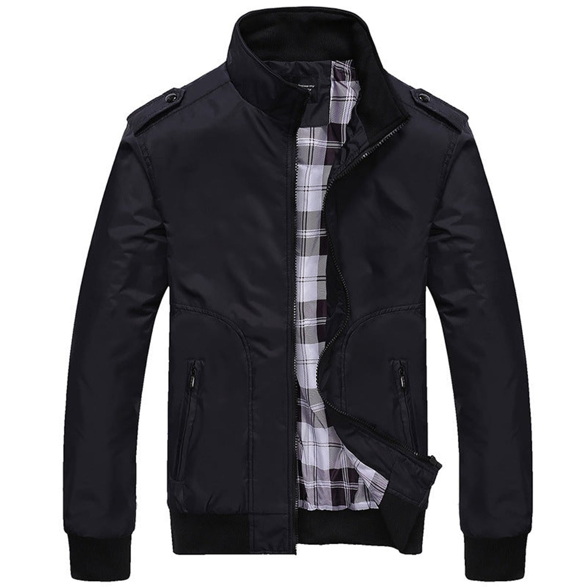 men's relaxed fit long sleeve jacket black