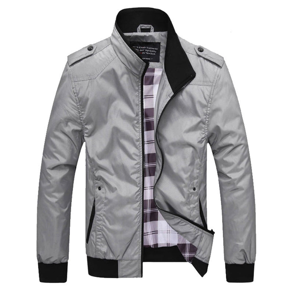 men's relaxed fit long sleeve jacket gray