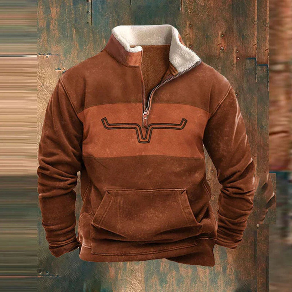 men's relaxed fit quarter-zip pullover in orange