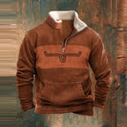 men's relaxed fit quarter-zip pullover in orange