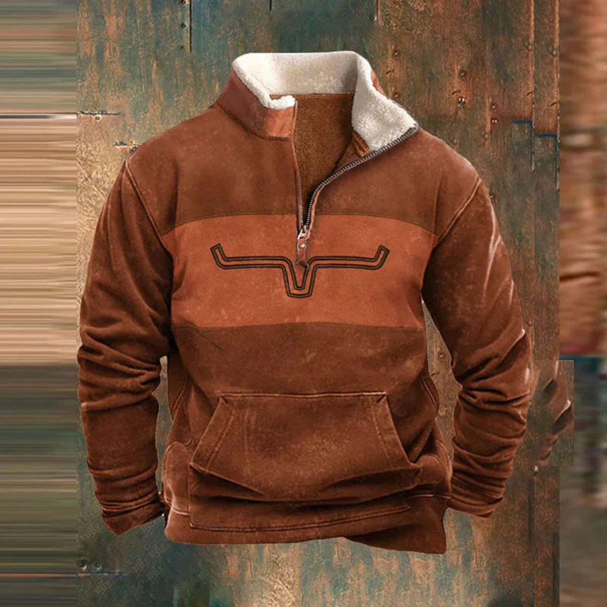 men's relaxed fit quarter-zip pullover in orange