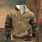 men's relaxed fit quarter-zip pullover in khaki