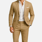 men's relaxed fit two-piece suit in light brown
