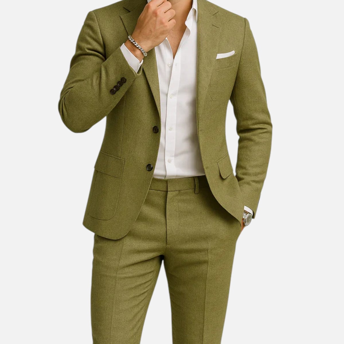 men's relaxed fit two-piece suit in green