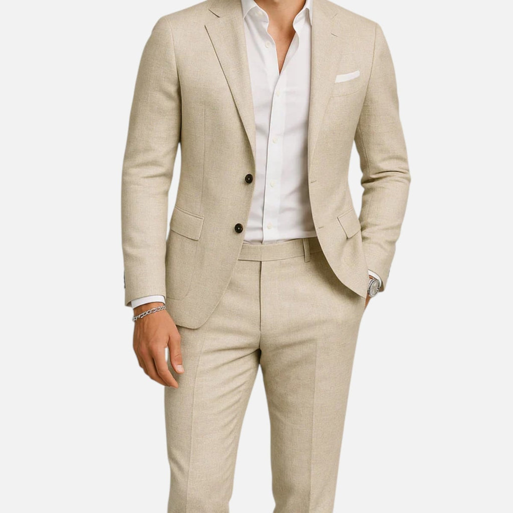 men's relaxed fit two-piece suit in beige