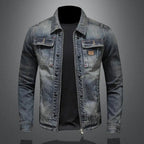 men's relaxed fit zip-up denim jacket in denim