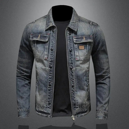 men's relaxed fit zip-up denim jacket in denim