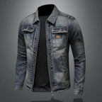 men's relaxed fit zip-up denim jacket in denim