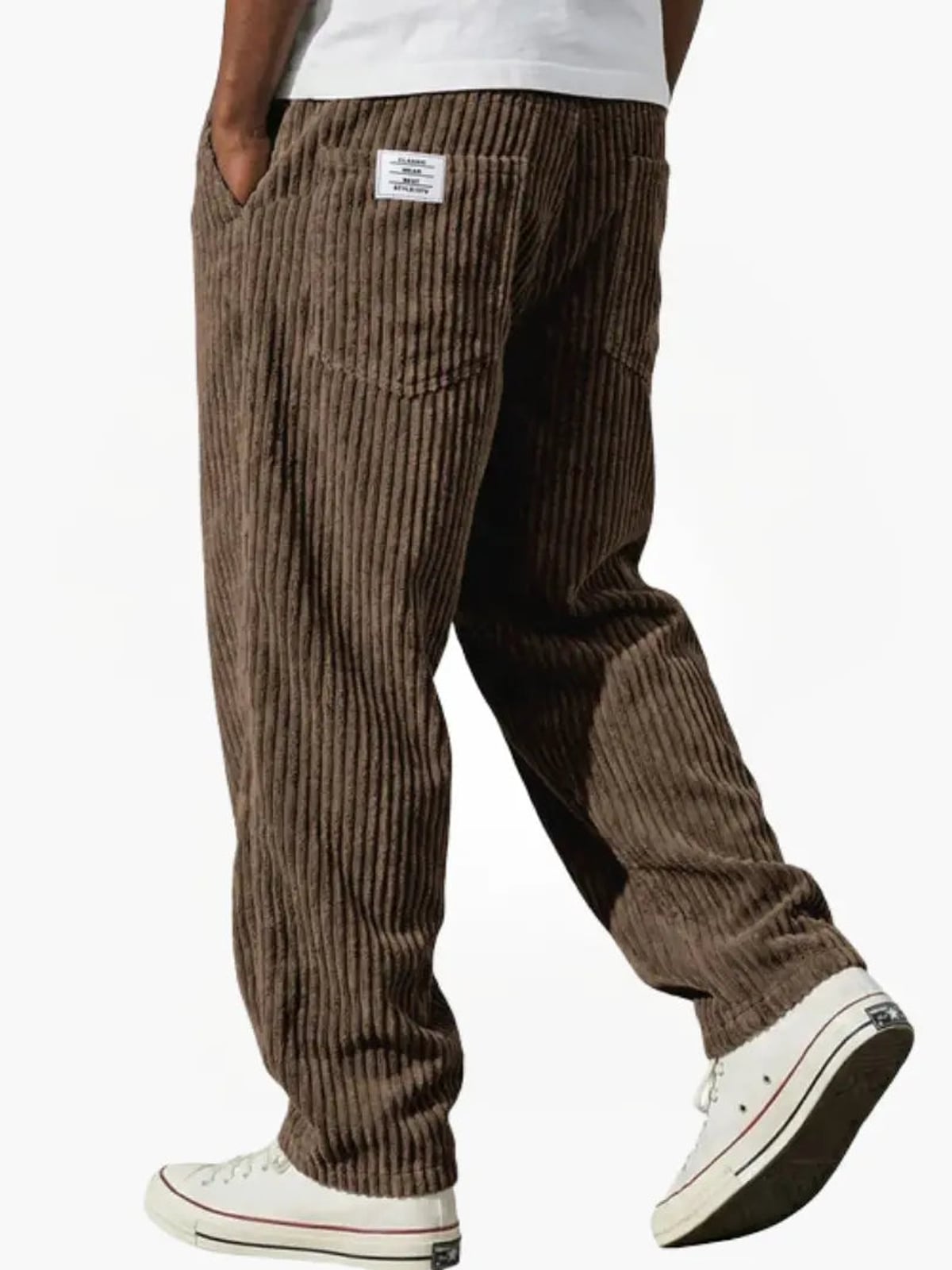 men's relaxed wide leg trousers in brown