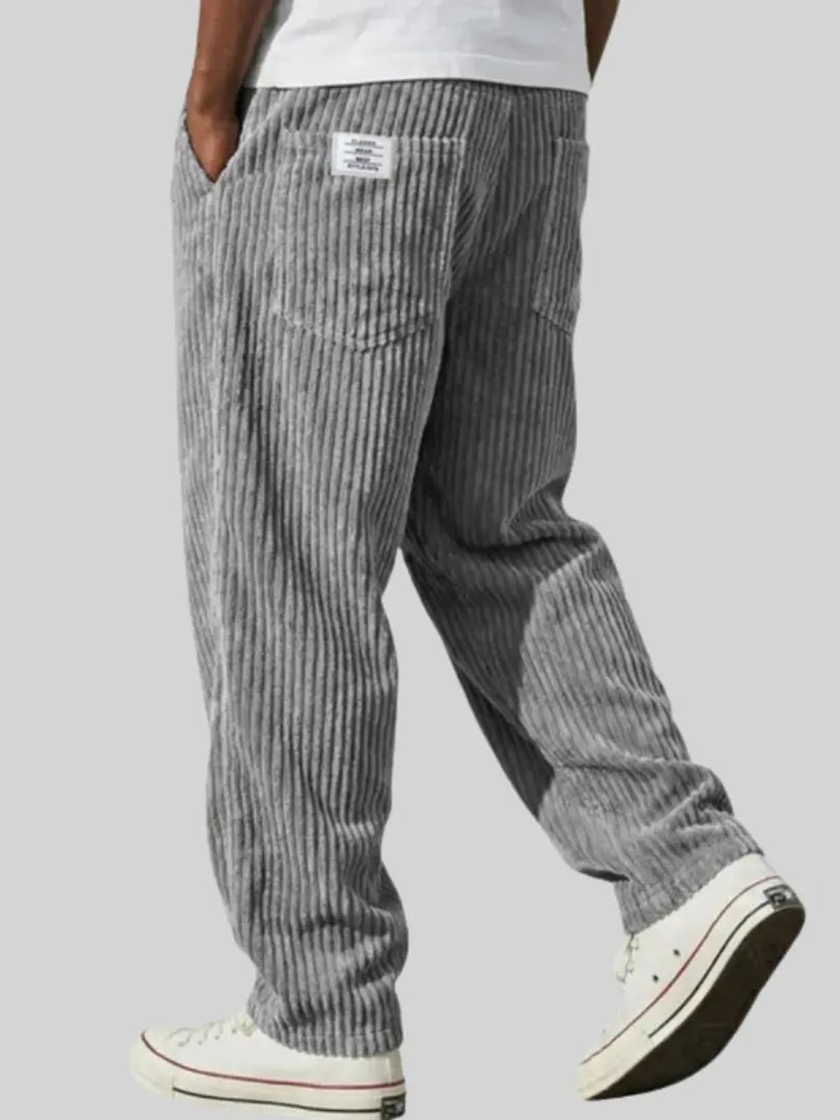 men's relaxed wide leg trousers in gray
