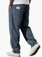 men's relaxed wide leg trousers in blue
