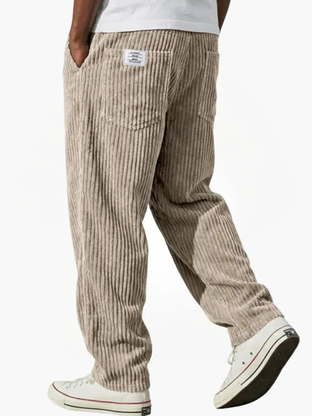 men's relaxed wide leg trousers in khaki