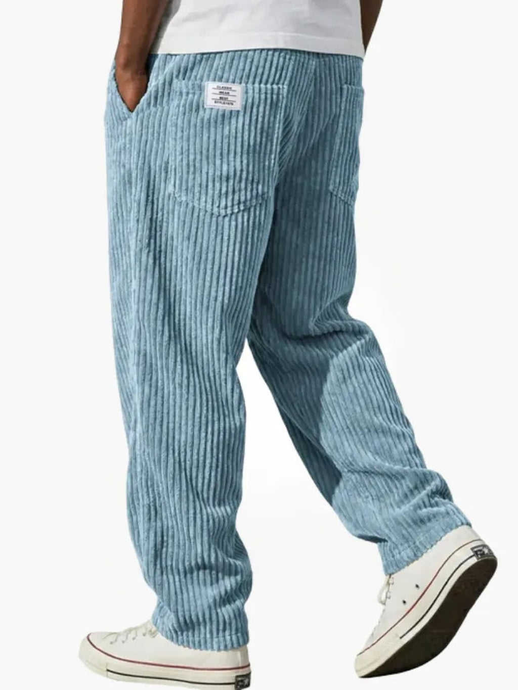 men's relaxed wide leg trousers in light blue