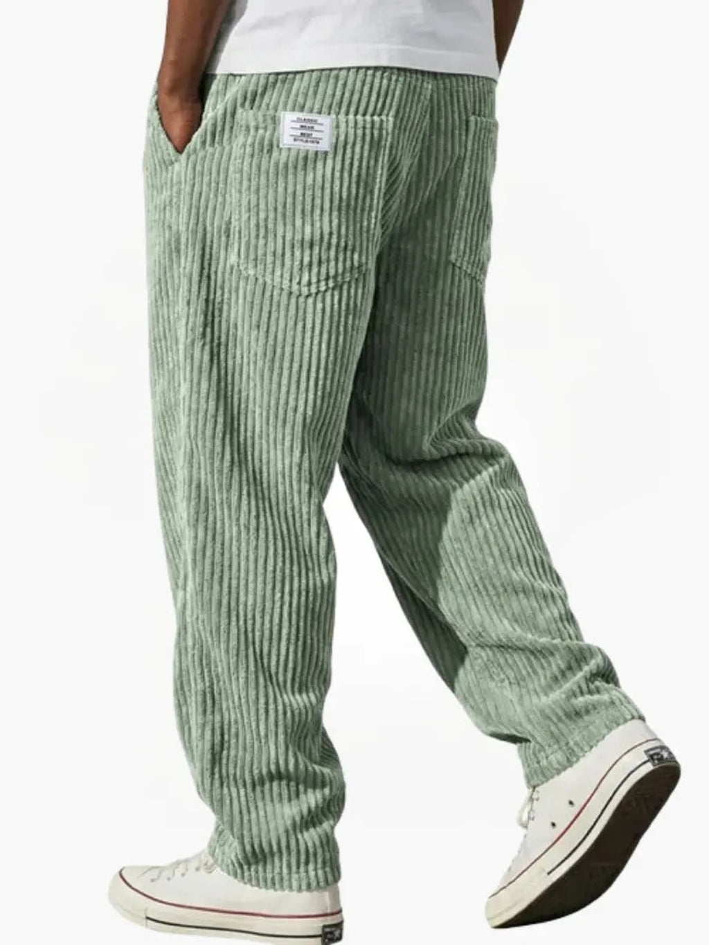 men's relaxed wide leg trousers in light green