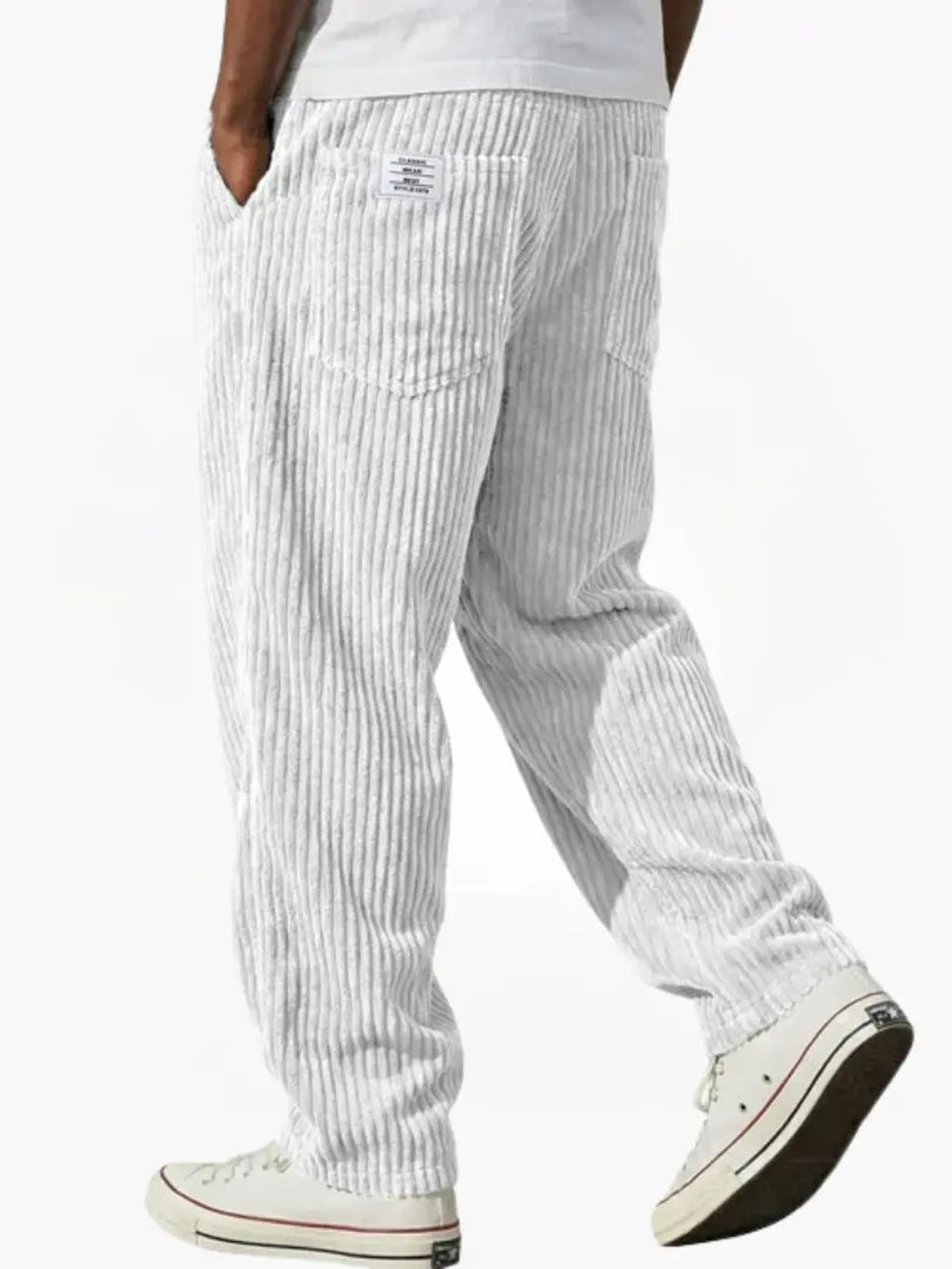 men's relaxed wide leg trousers in white