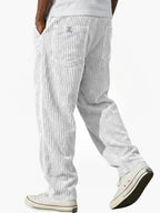 men's relaxed wide leg trousers in white