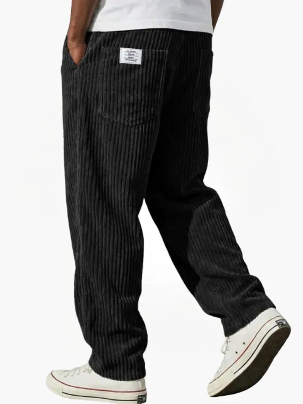 men's relaxed wide leg trousers in black