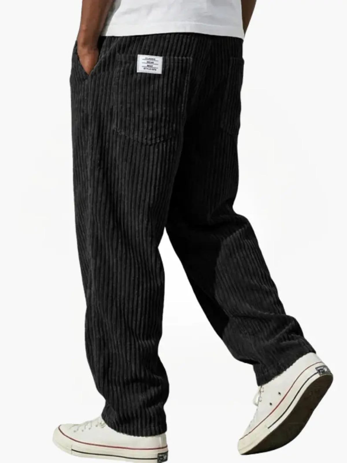 men's relaxed wide leg trousers in black
