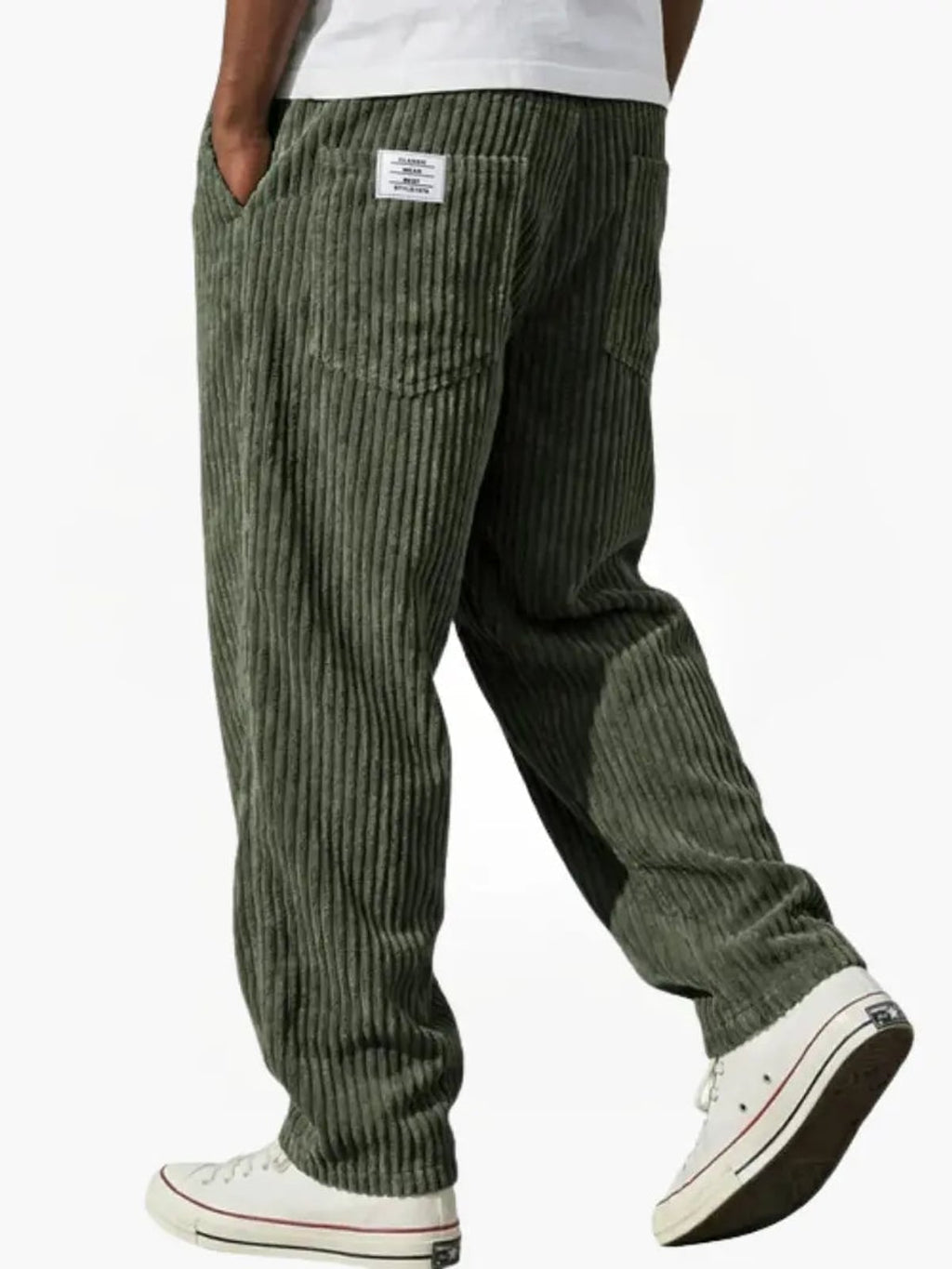 men's relaxed wide leg trousers in green