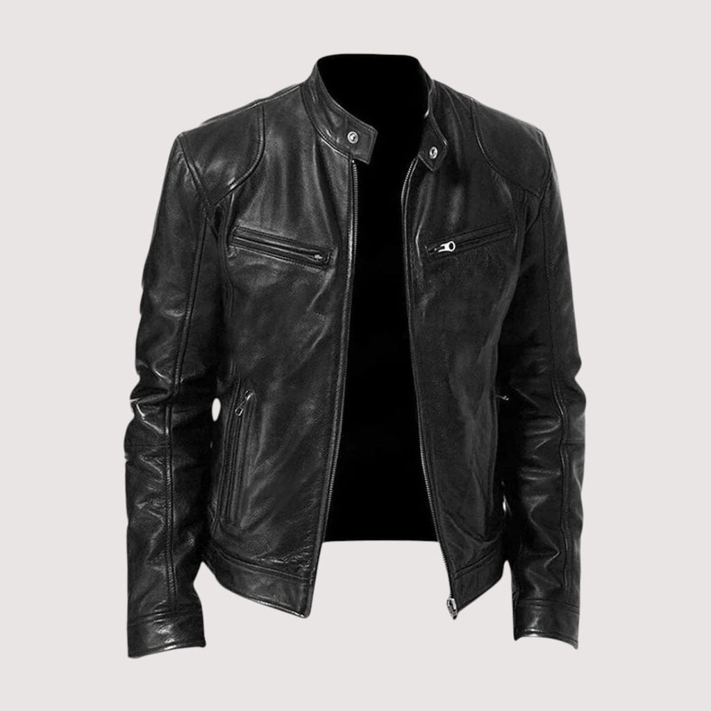 men's slim fit biker jacket in black