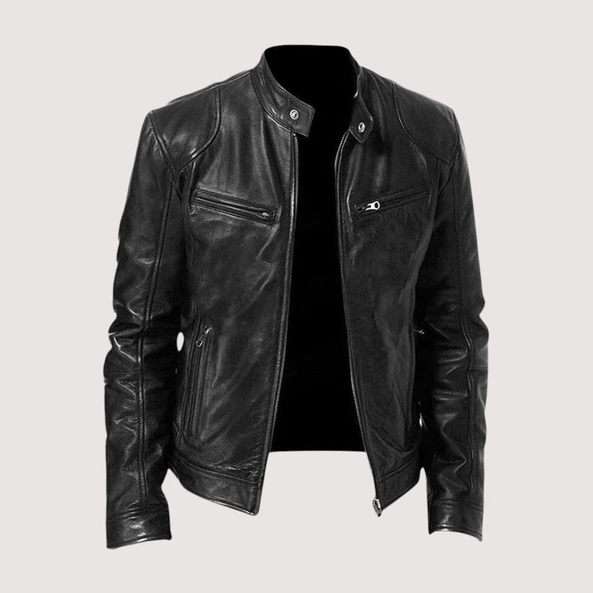 men's slim fit biker jacket in black