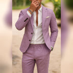 men's slim fit formal blazer and trouser set in purple