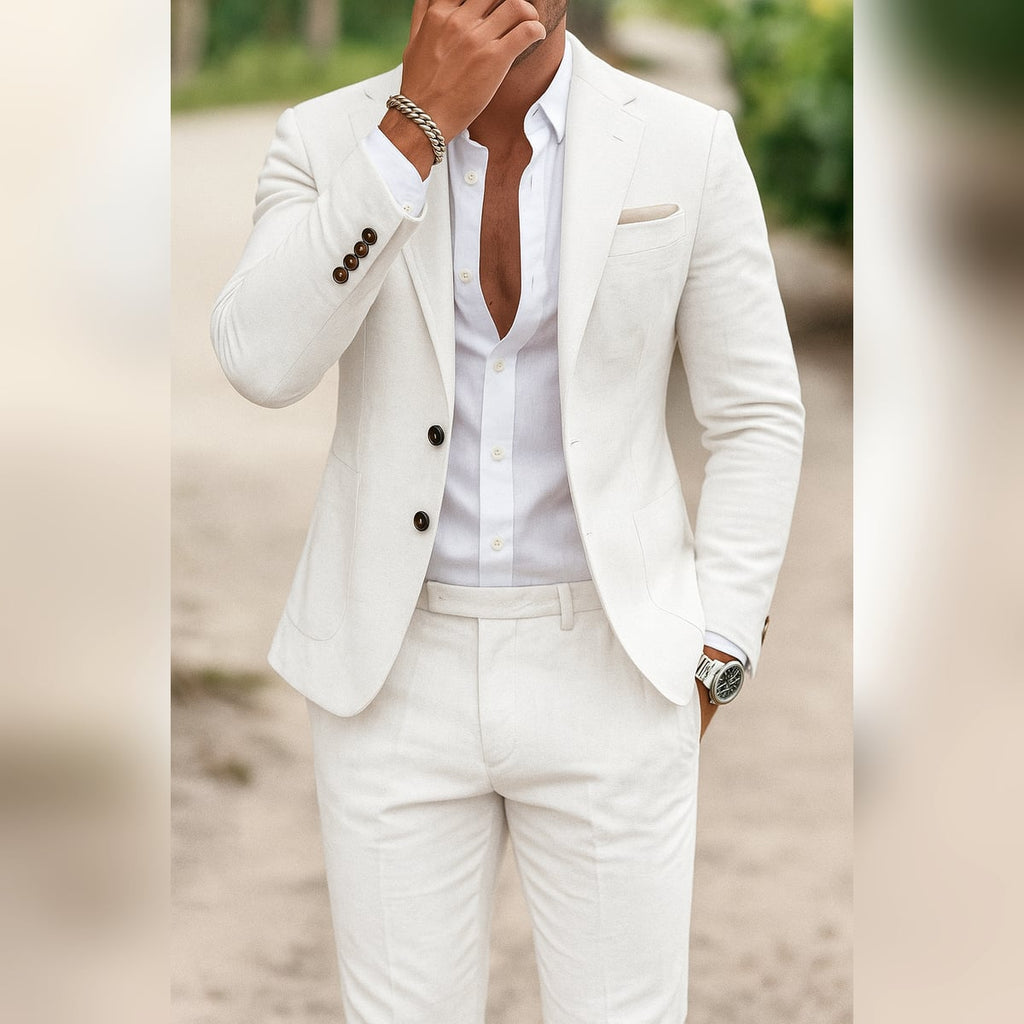 men's slim fit formal blazer and trouser set in white
