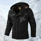 men's slim fit hooded quilted jacket in black