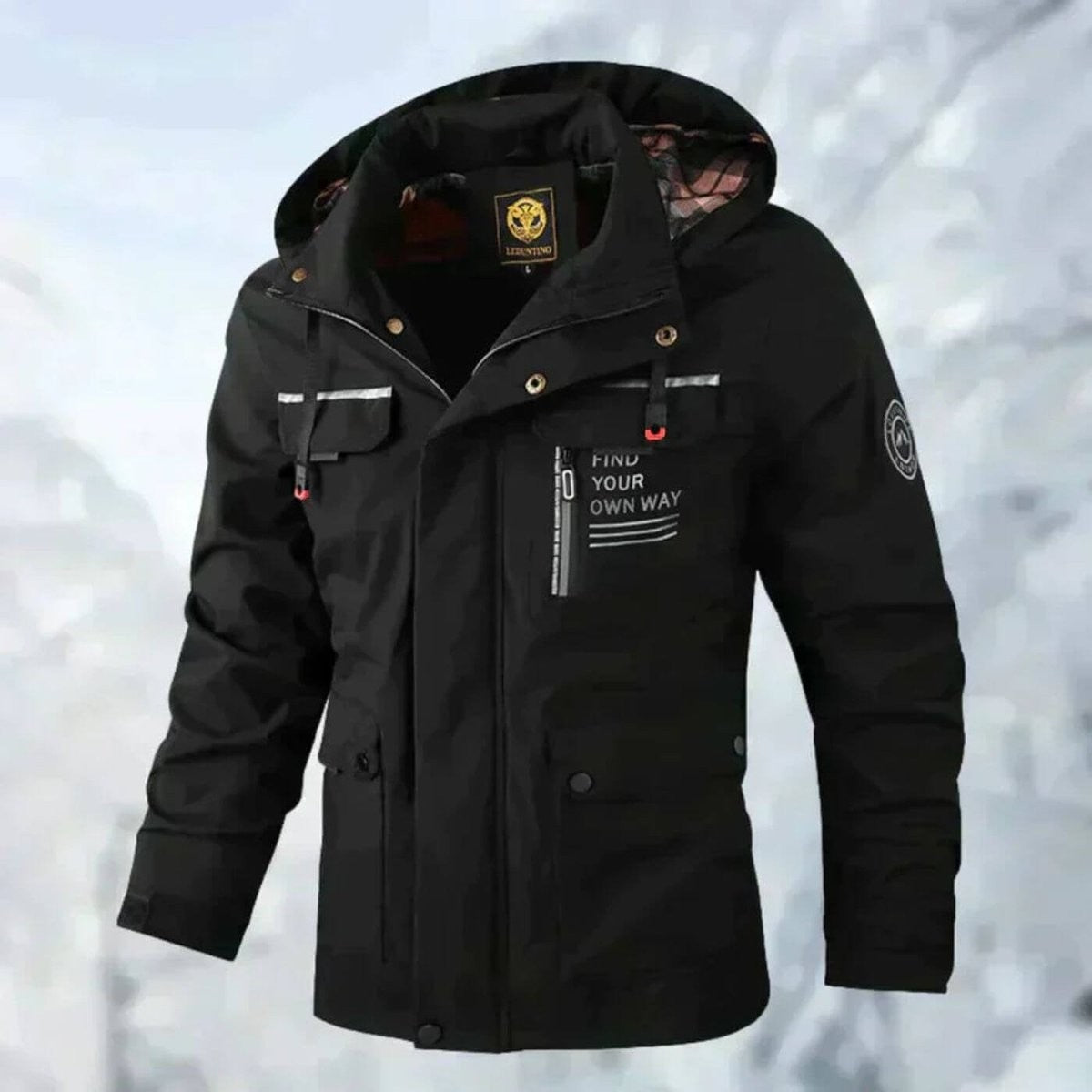 men's slim fit hooded quilted jacket in black