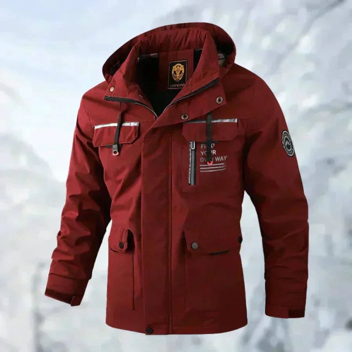 men's slim fit hooded quilted jacket in red