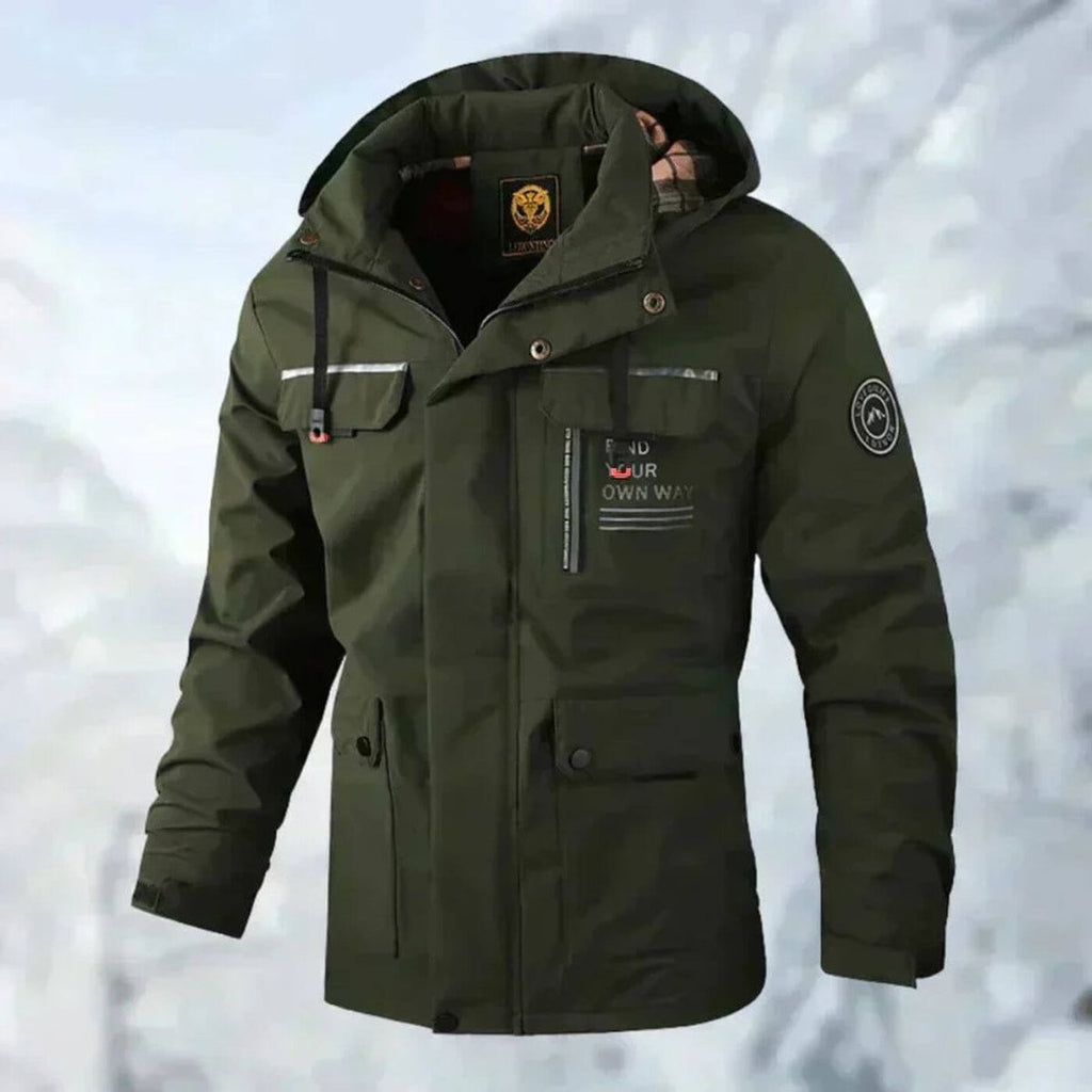men's slim fit hooded quilted jacket in green