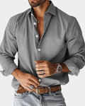 men's slim fit smart casual shirt in gray
