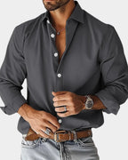 men's slim fit smart casual shirt in dark gray
