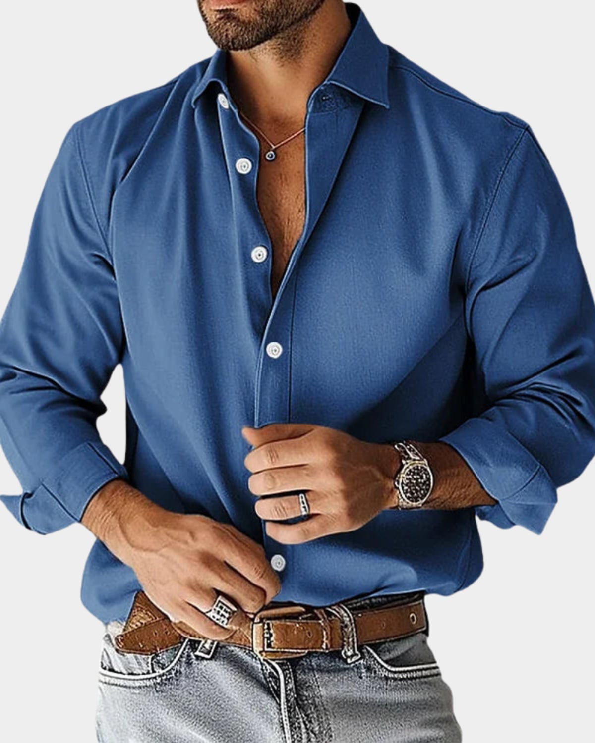 men's slim fit smart casual shirt in blue