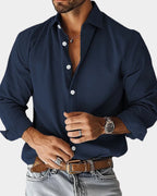 men's slim fit smart casual shirt in navy