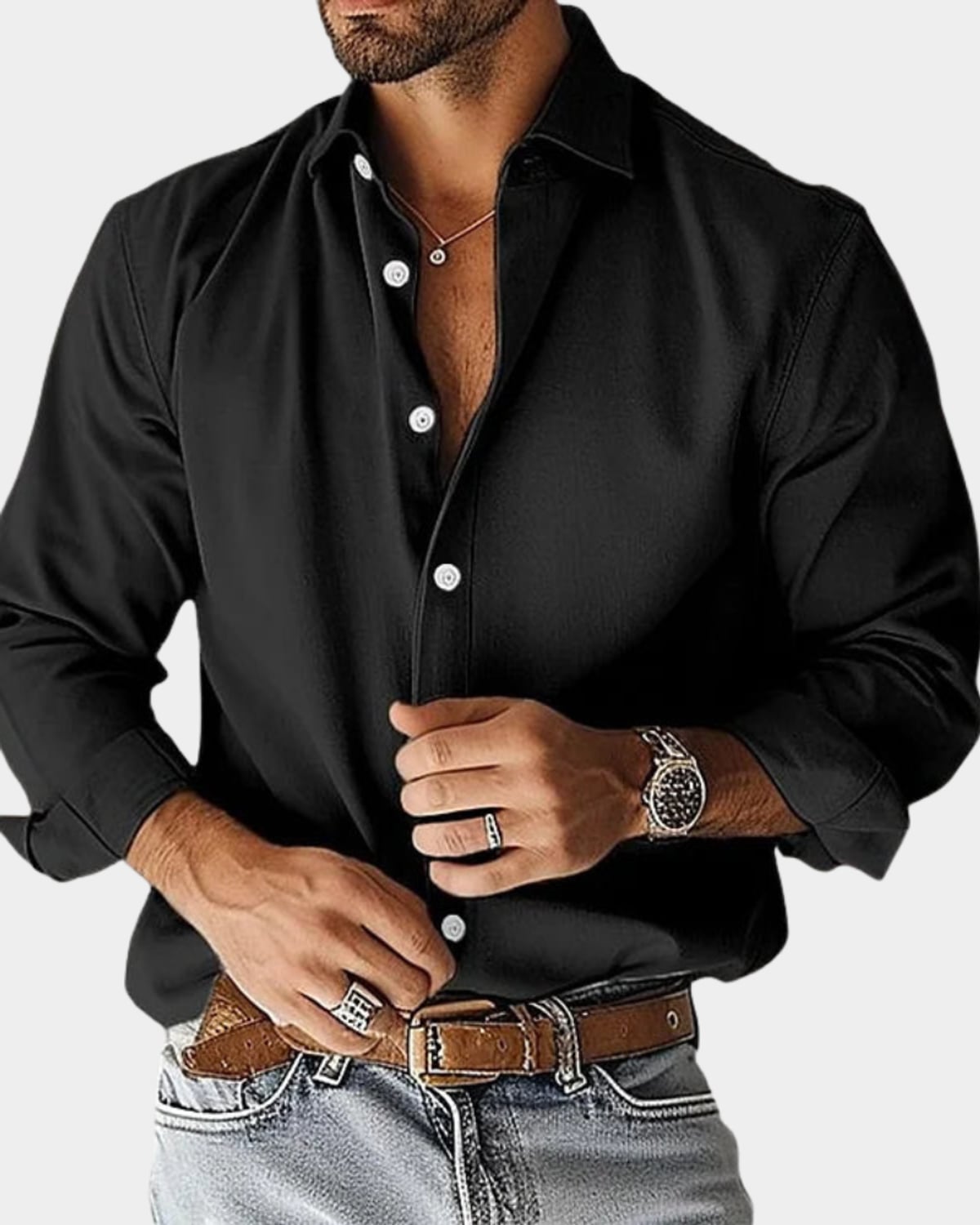 men's slim fit smart casual shirt in black
